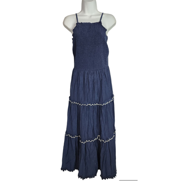 Ann Taylor Dresses & Skirts - Ann Taylor Smocked Blue Cotton Maxi Dress S